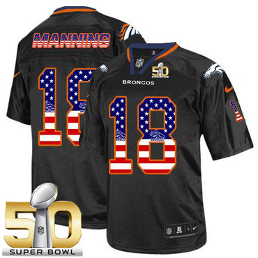 Nike Broncos #18 Peyton Manning Black Super Bowl 50 Men's Stitched NFL Elite USA Flag Fashion Jersey Nike Broncos #18 Peyton Manning Black Super Bowl 50 Men's Stitched NFL Elite USA Flag Fashion Jersey