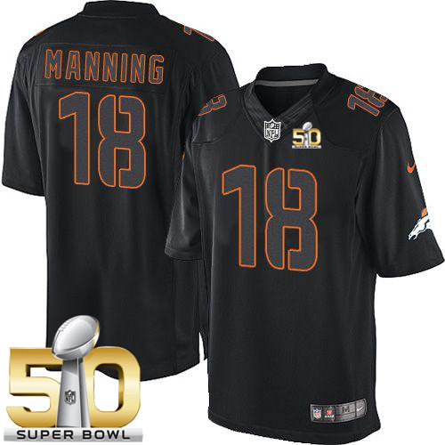 Nike Broncos #18 Peyton Manning Black Super Bowl 50 Men's Stitched NFL Impact Limited Jersey Nike Broncos #18 Peyton Manning Black Super Bowl 50 Men's Stitched NFL Impact Limited Jersey