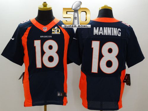 Nike Broncos #18 Peyton Manning Navy Blue Alternate Super Bowl 50 Men's Stitched NFL New Elite Jersey Nike Broncos #18 Peyton Manning Navy Blue Alternate Super Bowl 50 Men's Stitched NFL New Elite Jersey