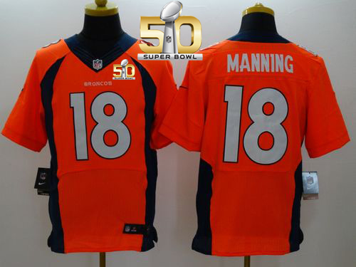 Nike Broncos #18 Peyton Manning Orange Team Color Super Bowl 50 Men's Stitched NFL New Elite Jersey Nike Broncos #18 Peyton Manning Orange Team Color Super Bowl 50 Men's Stitched NFL New Elite Jersey