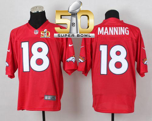 Nike Broncos #18 Peyton Manning Red Super Bowl 50 Men's Stitched NFL Elite QB Practice Jersey Nike Broncos #18 Peyton Manning Red Super Bowl 50 Men's Stitched NFL Elite QB Practice Jersey