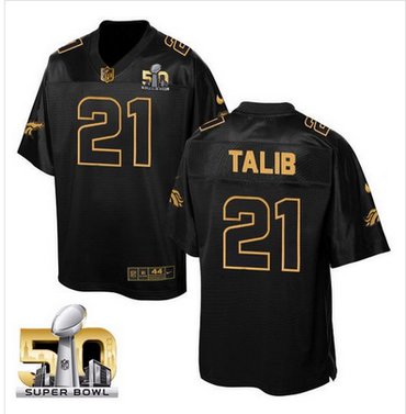Nike Broncos #21 Aqib Talib Black Super Bowl 50 Men's Stitched NFL Elite Pro Line Gold Collection Jersey