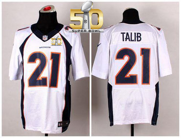 Nike Broncos #21 Aqib Talib White Super Bowl 50 Men's Stitched NFL New Elite Jersey Nike Broncos #21 Aqib Talib White Super Bowl 50 Men's Stitched NFL New Elite Jersey