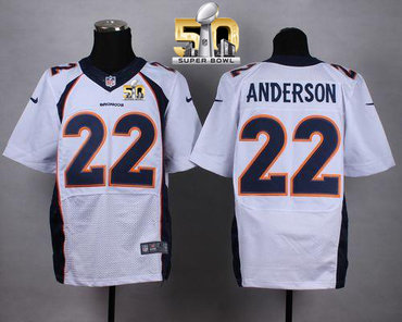 Nike Broncos #22 C.J. Anderson White Super Bowl 50 Men's Stitched NFL New Elite Jersey Nike Broncos #22 C.J. Anderson White Super Bowl 50 Men's Stitched NFL New Elite Jersey