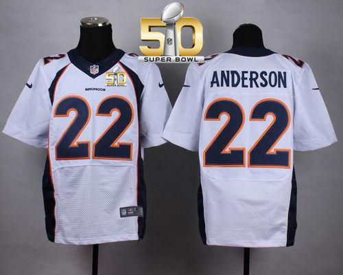 Nike Broncos #22 C.J. Anderson White Super Bowl 50 Men's Stitched NFL New Elite Jersey Nike Broncos #22 C.J. Anderson White Super Bowl 50 Men's Stitched NFL New Elite Jersey
