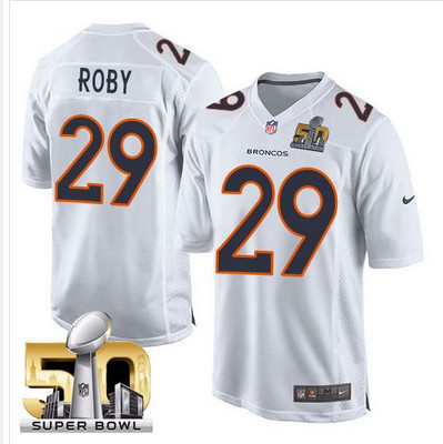 Nike Broncos #29 Bradley Roby White Super Bowl 50 Men's Stitched NFL Game Event Jersey Nike Broncos #29 Bradley Roby White Super Bowl 50 Men's Stitched NFL Game Event Jersey