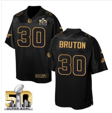 Nike Broncos #30 David Bruton Black Super Bowl 50 Men's Stitched NFL Elite Pro Line Gold Collection Jersey