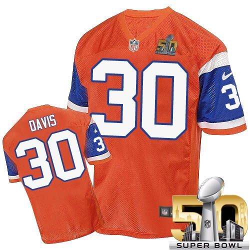 Nike Broncos #30 Terrell Davis Orange Throwback Super Bowl 50 Men's Stitched NFL Elite Jersey Nike Broncos #30 Terrell Davis Orange Throwback Super Bowl 50 Men's Stitched NFL Elite Jersey