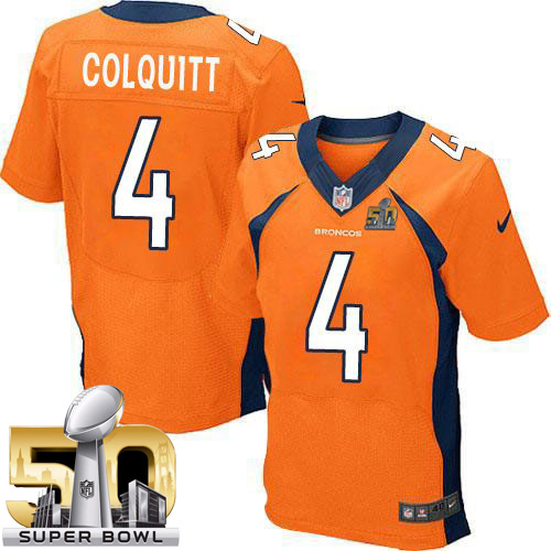 Nike Broncos #4 Britton Colquitt Orange Team Color Super Bowl 50 Men's Stitched NFL New Elite Jersey