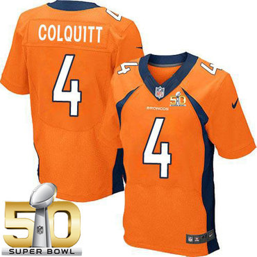 Nike Broncos #4 Britton Colquitt Orange Team Color Super Bowl 50 Men's Stitched NFL New Elite Jersey Nike Broncos #4 Britton Colquitt Orange Team Color Super Bowl 50 Men's Stitched NFL New Elite Jersey