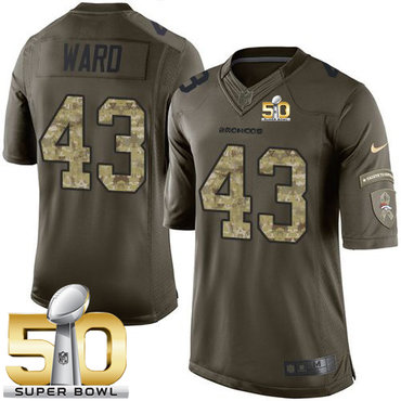 Nike Broncos #43 T.J. Ward Green Super Bowl 50 Men's Stitched NFL Limited Salute To Service Jersey
