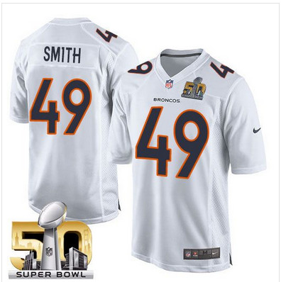Nike Broncos #49 Dennis Smith White Super Bowl 50 Men's Stitched NFL Game Event Jersey Nike Broncos #49 Dennis Smith White Super Bowl 50 Men's Stitched NFL Game Event Jersey