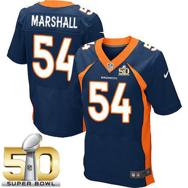 Nike Broncos #54 Brandon Marshall Navy Blue Alternate Super Bowl 50 Men's Stitched NFL New Elite Jersey Nike Broncos #54 Brandon Marshall Navy Blue Alternate Super Bowl 50 Men's Stitched NFL New Elite Jersey