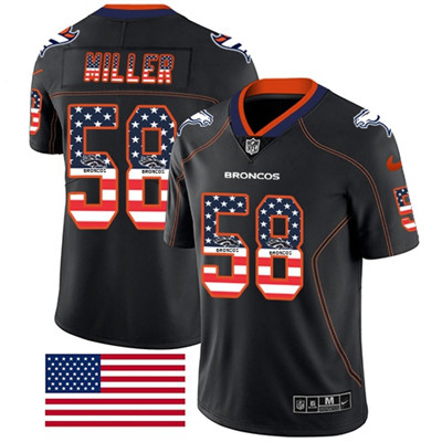 Nike Broncos #58 Von Miller Black Men's Stitched NFL Limited Rush USA Flag Jersey