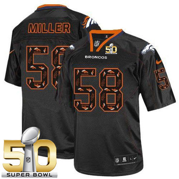 Nike Broncos #58 Von Miller New Lights Out Black Super Bowl 50 Men's Stitched NFL Elite Jersey