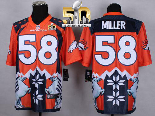 Nike Broncos #58 Von Miller Orange Super Bowl 50 Men's Stitched NFL Elite Noble Fashion Jersey
