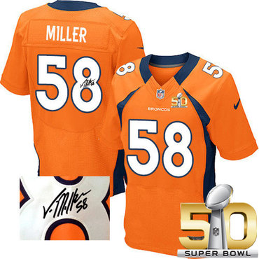 Nike Broncos #58 Von Miller Orange Team Color Super Bowl 50 Men's Stitched NFL Elite Autographed Jersey Nike Broncos #58 Von Miller Orange Team Color Super Bowl 50 Men's Stitched NFL Elite Autographed Jersey