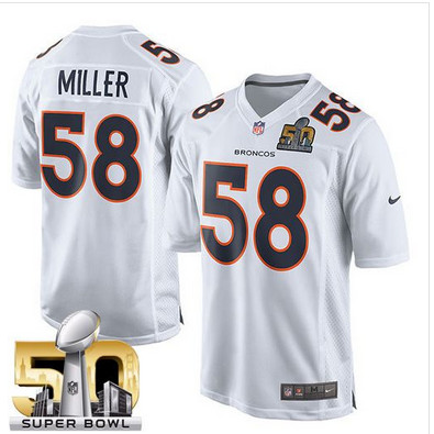 Nike Broncos #58 Von Miller White Super Bowl 50 Men's Stitched NFL Game Event Jersey Nike Broncos #58 Von Miller White Super Bowl 50 Men's Stitched NFL Game Event Jersey