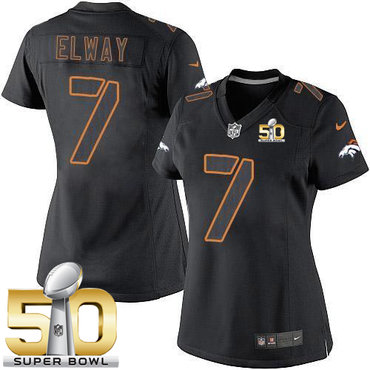 Nike Broncos #7 John Elway Black Impact Super Bowl 50 Women's Stitched NFL Limited Jersey Nike Broncos #7 John Elway Black Impact Super Bowl 50 Women's Stitched NFL Limited Jersey