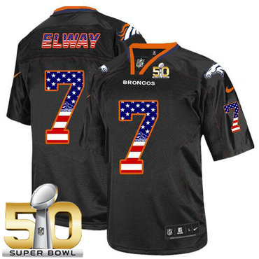 Nike Broncos #7 John Elway Black Super Bowl 50 Men's Stitched NFL Elite USA Flag Fashion Jersey Nike Broncos #7 John Elway Black Super Bowl 50 Men's Stitched NFL Elite USA Flag Fashion Jersey