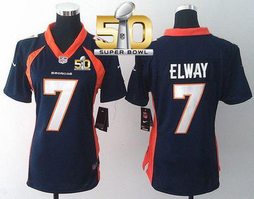 Nike Broncos #7 John Elway Blue Alternate Super Bowl 50 Women's Stitched NFL New Elite Jersey Nike Broncos #7 John Elway Blue Alternate Super Bowl 50 Women's Stitched NFL New Elite Jersey