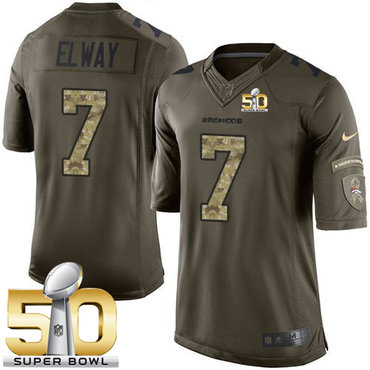 Nike Broncos #7 John Elway Green Super Bowl 50 Men's Stitched NFL Limited Salute To Service Jersey Nike Broncos #7 John Elway Green Super Bowl 50 Men's Stitched NFL Limited Salute To Service Jersey