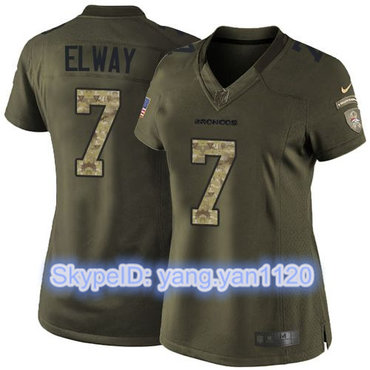 Nike Broncos #7 John Elway Green Women's Stitched NFL Limited Salute to Service Jersey Nike Broncos #7 John Elway Green Women's Stitched NFL Limited Salute to Service Jersey