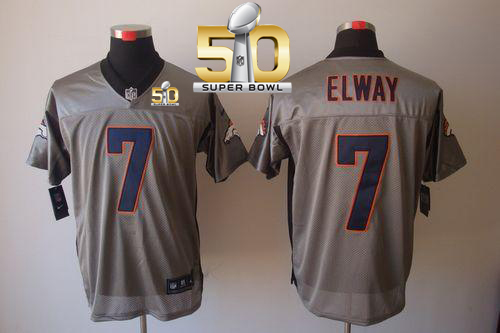 Nike Broncos #7 John Elway Grey Shadow Super Bowl 50 Men's Stitched NFL Elite Jersey Nike Broncos #7 John Elway Grey Shadow Super Bowl 50 Men's Stitched NFL Elite Jersey