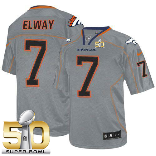 Nike Broncos #7 John Elway Lights Out Grey Super Bowl 50 Men's Stitched NFL Elite Jersey Nike Broncos #7 John Elway Lights Out Grey Super Bowl 50 Men's Stitched NFL Elite Jersey