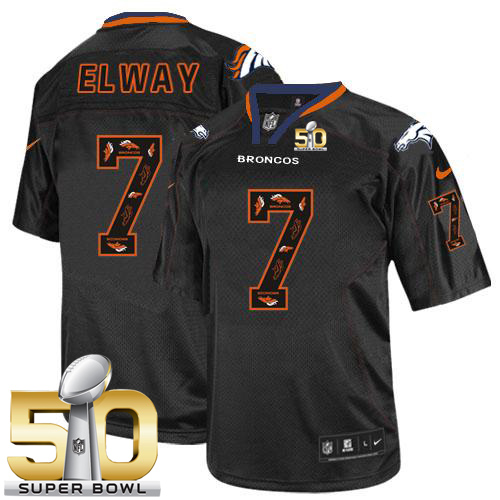 Nike Broncos #7 John Elway New Lights Out Black Super Bowl 50 Men's Stitched NFL Elite Jersey Nike Broncos #7 John Elway New Lights Out Black Super Bowl 50 Men's Stitched NFL Elite Jersey