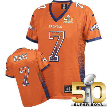 Nike Broncos #7 John Elway Orange Team Color Super Bowl 50 Women's Stitched NFL Elite Drift Fashion Jersey Nike Broncos #7 John Elway Orange Team Color Super Bowl 50 Women's Stitched NFL Elite Drift Fashion Jersey