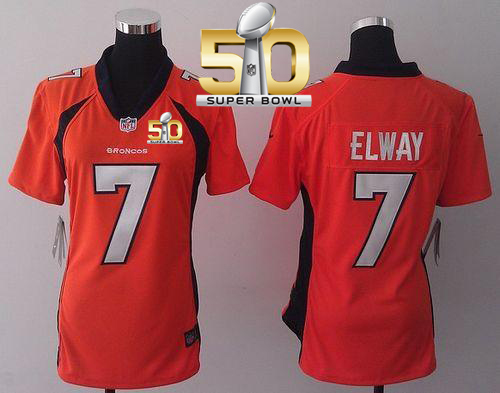 Nike Broncos #7 John Elway Orange Team Color Super Bowl 50 Women's Stitched NFL New Elite Jersey Nike Broncos #7 John Elway Orange Team Color Super Bowl 50 Women's Stitched NFL New Elite Jersey