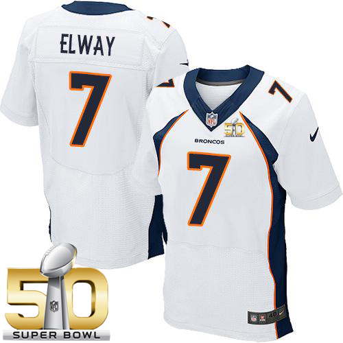 Nike Broncos #7 John Elway White Super Bowl 50 Men's Stitched NFL New Elite Jersey Nike Broncos #7 John Elway White Super Bowl 50 Men's Stitched NFL New Elite Jersey