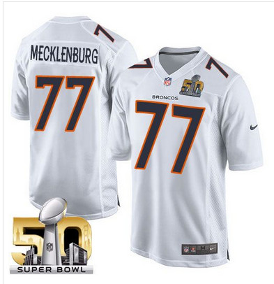 Nike Broncos #77 Karl Mecklenburg White Super Bowl 50 Men's Stitched NFL Game Event Jersey Nike Broncos #77 Karl Mecklenburg White Super Bowl 50 Men's Stitched NFL Game Event Jersey