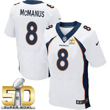 Nike Broncos #8 Brandon McManus White Super Bowl 50 Men's Stitched NFL New Elite Jersey Nike Broncos #8 Brandon McManus White Super Bowl 50 Men's Stitched NFL New Elite Jersey