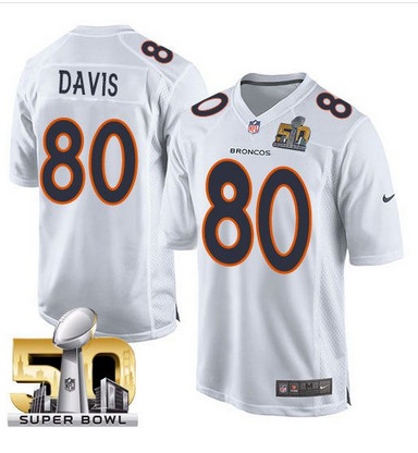 Nike Broncos #80 Vernon Davis White Super Bowl 50 Men's Stitched NFL Game Event Jersey Nike Broncos #80 Vernon Davis White Super Bowl 50 Men's Stitched NFL Game Event Jersey