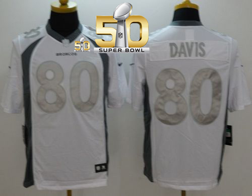 Nike Broncos #80 Vernon Davis White Super Bowl 50 Men's Stitched NFL Limited Platinum Jersey Nike Broncos #80 Vernon Davis White Super Bowl 50 Men's Stitched NFL Limited Platinum Jersey