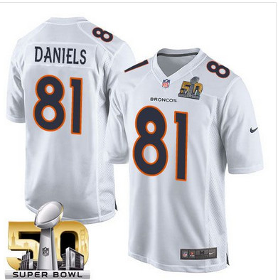 Nike Broncos #81 Owen Daniels White Super Bowl 50 Men's Stitched NFL Game Event Jersey Nike Broncos #81 Owen Daniels White Super Bowl 50 Men's Stitched NFL Game Event Jersey