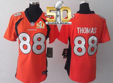 Nike Broncos #88 Demaryius Thomas Orange Team Color Super Bowl 50 Women's Stitched NFL New Elite Jersey