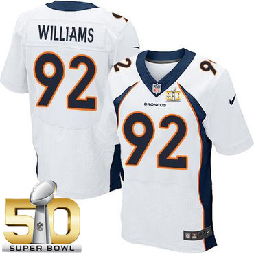 Nike Broncos #92 Sylvester Williams White Super Bowl 50 Men's Stitched NFL New Elite Jersey Nike Broncos #92 Sylvester Williams White Super Bowl 50 Men's Stitched NFL New Elite Jersey