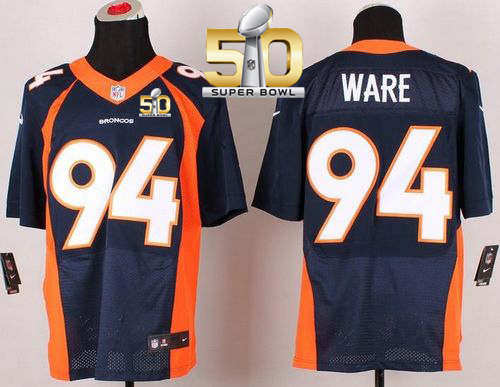 Nike Broncos #94 DeMarcus Ware Navy Blue Alternate Super Bowl 50 Men's Stitched NFL New Elite Jersey Nike Broncos #94 DeMarcus Ware Navy Blue Alternate Super Bowl 50 Men's Stitched NFL New Elite Jersey