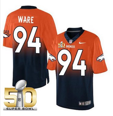 Nike Broncos #94 DeMarcus Ware OrangeNavy Blue Super Bowl 50 Men's Stitched NFL Elite Fadeaway Fashion Jersey Nike Broncos #94 DeMarcus Ware OrangeNavy Blue Super Bowl 50 Men's Stitched NFL Elite Fadeaway Fashion Jersey