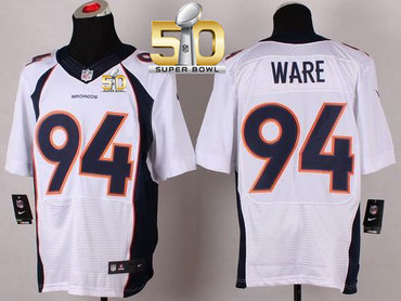 Nike Broncos #94 DeMarcus Ware White Super Bowl 50 Men's Stitched NFL New Elite Jersey Nike Broncos #94 DeMarcus Ware White Super Bowl 50 Men's Stitched NFL New Elite Jersey