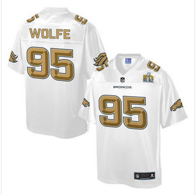 Nike Broncos #95 Derek Wolfe White Men's NFL Pro Line Super Bowl 50 Fashion Game Jersey
