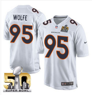 Nike Broncos #95 Derek Wolfe White Super Bowl 50 Men's Stitched NFL Game Event Jersey Nike Broncos #95 Derek Wolfe White Super Bowl 50 Men's Stitched NFL Game Event Jersey