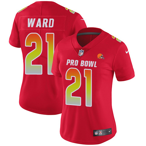 Nike Browns #21 Denzel Ward Red Women's Stitched NFL Limited AFC 2019 Pro Bowl Jersey Nike Browns #21 Denzel Ward Red Women's Stitched NFL Limited AFC 2019 Pro Bowl Jersey