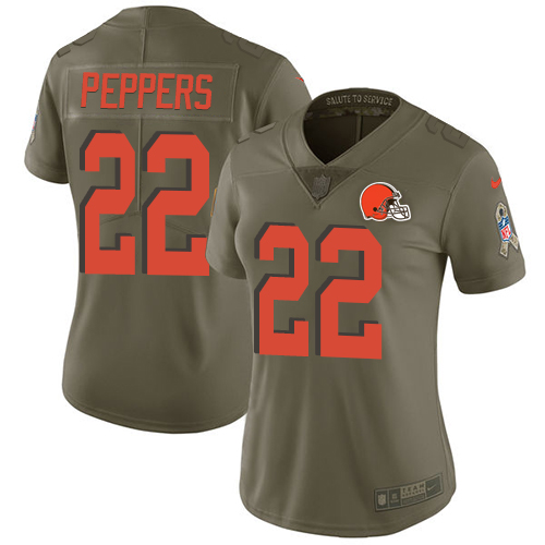 Nike Browns #22 Jabrill Peppers Olive Women's Stitched NFL Limited 2017 Salute to Service Jersey