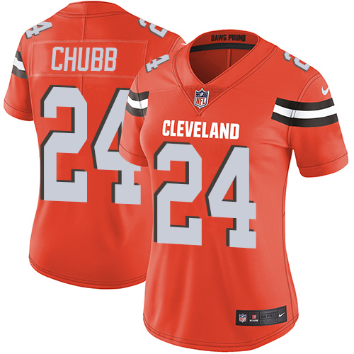 Nike Browns #24 Nick Chubb Orange Alternate Women's Stitched NFL Vapor Untouchable Limited Jersey Nike Browns #24 Nick Chubb Orange Alternate Women's Stitched NFL Vapor Untouchable Limited Jersey