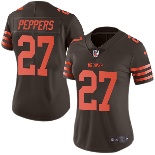 Nike Browns #27 Jabrill Peppers Brown Women's Stitched NFL Limited Rush Jersey Nike Browns #27 Jabrill Peppers Brown Women's Stitched NFL Limited Rush Jersey