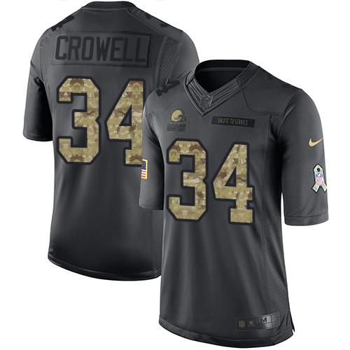 Nike Browns #34 Isaiah Crowell Black Men's Stitched NFL Limited 2016 Salute to Service Jersey Nike Browns #34 Isaiah Crowell Black Men's Stitched NFL Limited 2016 Salute to Service Jersey